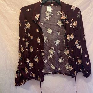 Dark purple, floral button up